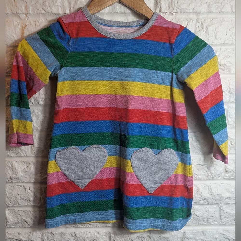 Mini Boden Rainbow Heart Pocket Tunic GIrls 4-5
